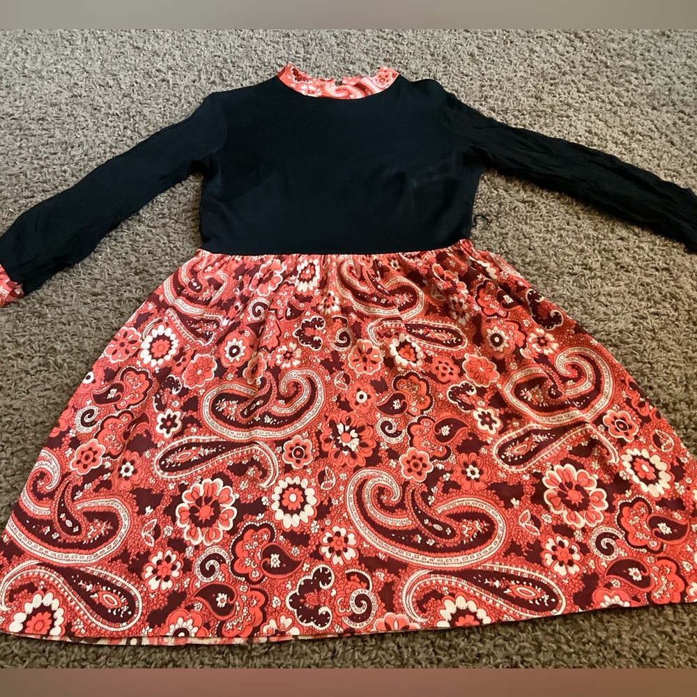 Genuine Vintage 60’s/70’s Orange Black Psychedelic Mod Dress, Medium—Needs Work - Picture 2 of 9